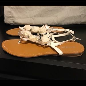 White floral sandals